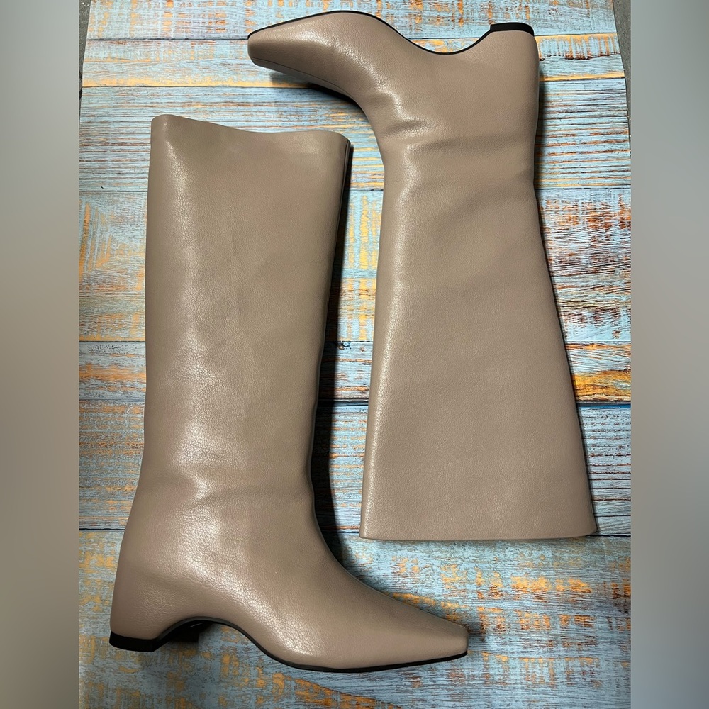 🌟 Elevator Elegant Taupe Knee-High leather Boots